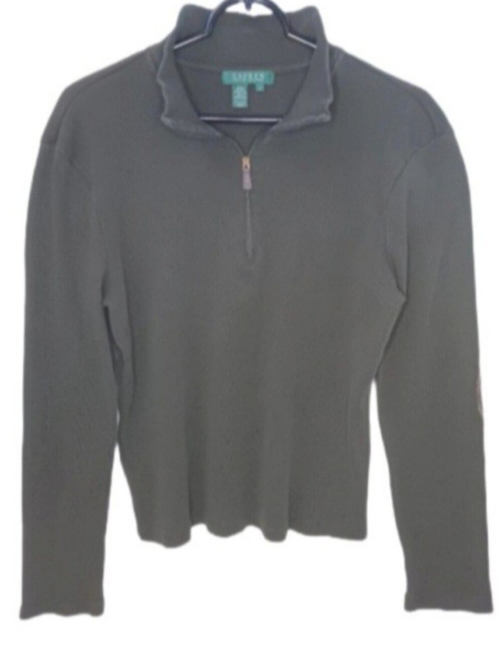 Lauren Ralph Lauren Hunter Green Ribbed Sweater | EUC | Patched Elbows